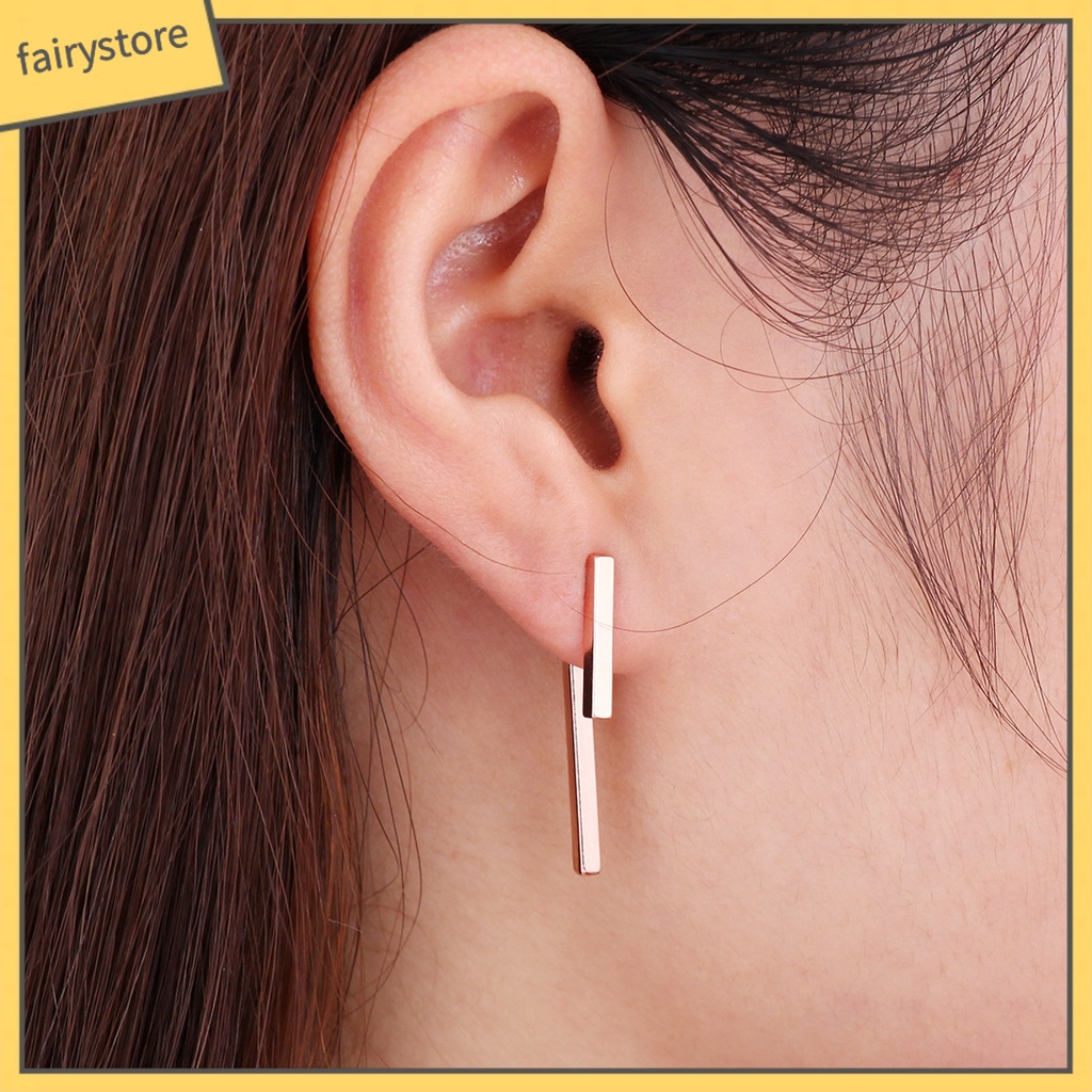 1 Đôi Bông Tai Hình Chữ T Chống Phai Màu Thiết Kế Đơn Giản