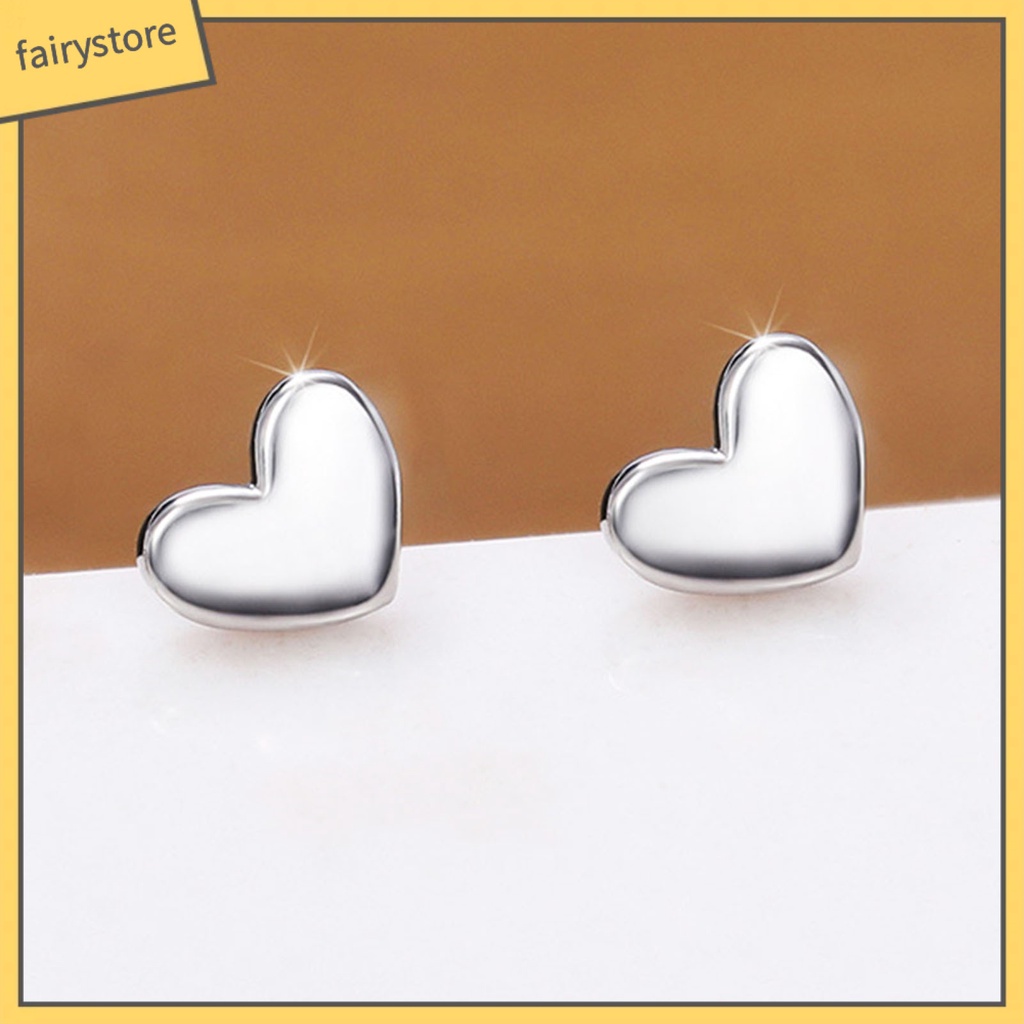 1 Đôi Bông Tai Hình Trái Tim Thanh Lịch Sáng Bóng