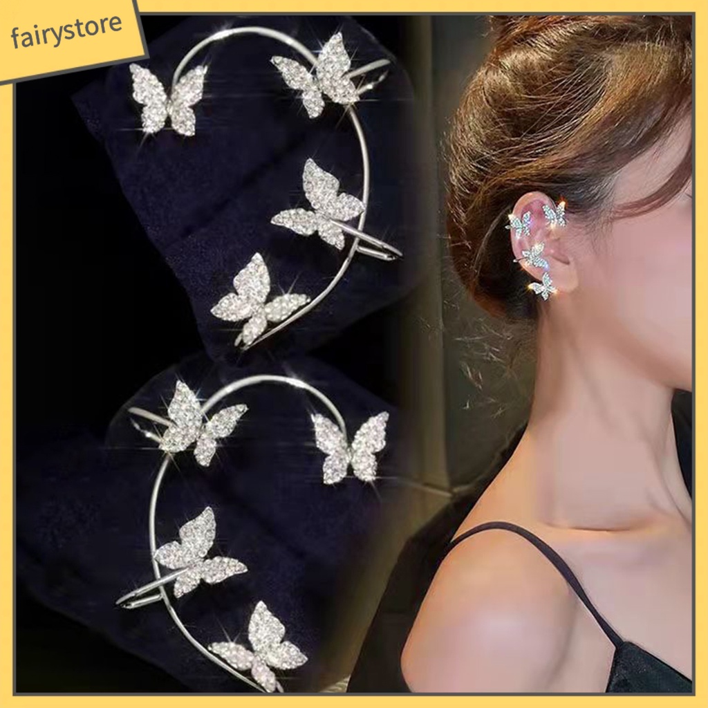1 Đôi Bông Tai Hình Bướm Đính Đá Thời Trang
