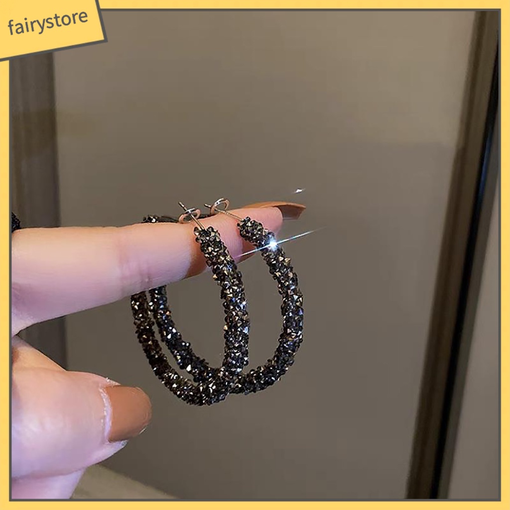 1 Đôi Bông Tai Đính Đá Lấp Lánh Thời Trang Dành Cho Nữ