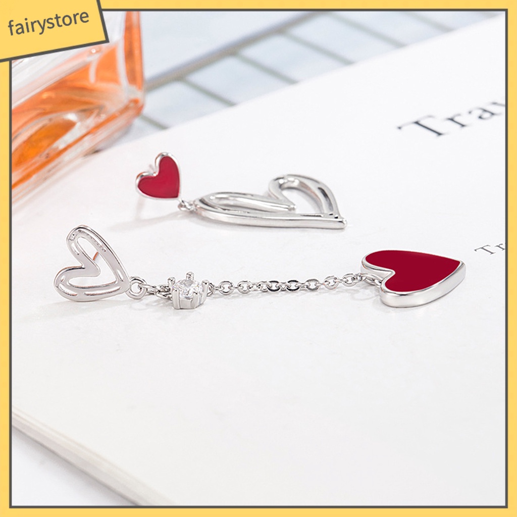 1 Đôi Bông Tai Hình Trái Tim Rỗng Không Đối Xứng Dành Cho Nữ