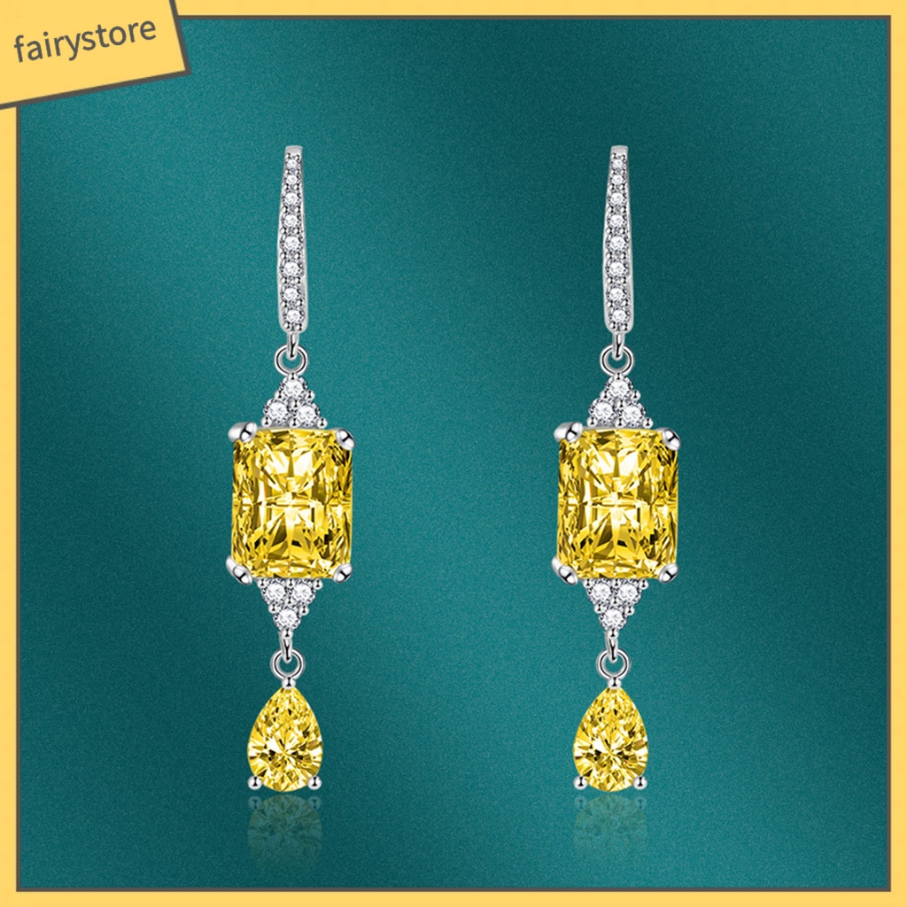 1 Đôi Bông Tai Móc Hình Giọt Nước Đính Đá Phong Cách Vintage