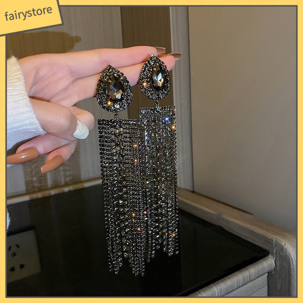 1 Đôi Bông Tai Tua Rua Dáng Dài Ngoại Cỡ Phong Cách Âu Mỹ Thời Trang