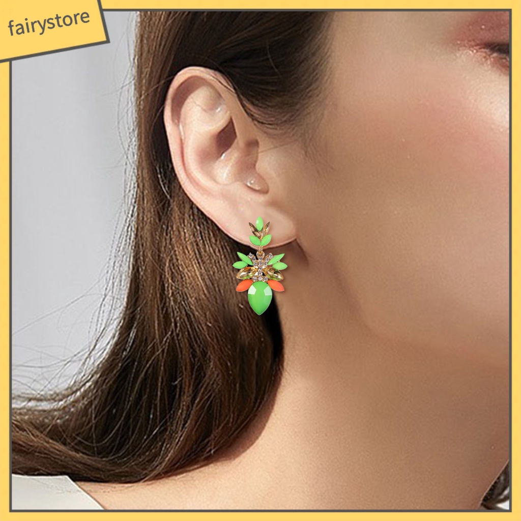 1 Đôi Khuyên Tai Đính Đá Thời Trang Cho Nữ