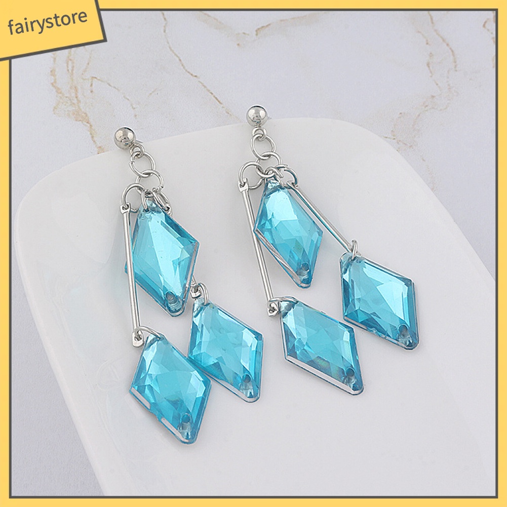 Bông Tai Dạng Kẹp Hình Học Bằng Acrylic Màu Xanh Dương Thời Trang Cho Nữ