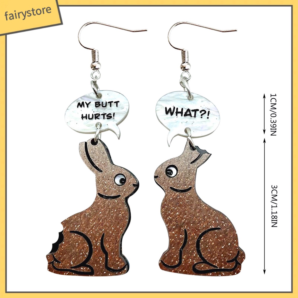 1 Đôi Bông Tai Hình Thỏ Hoạt Hình Bằng Acrylic Quyến Rũ