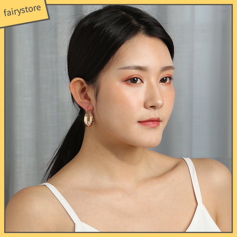 Bông Tai Chữ U Đính Ngọc Trai Giả Bằng Hợp Kim Đơn Giản Thời Trang Dành Cho Nữ