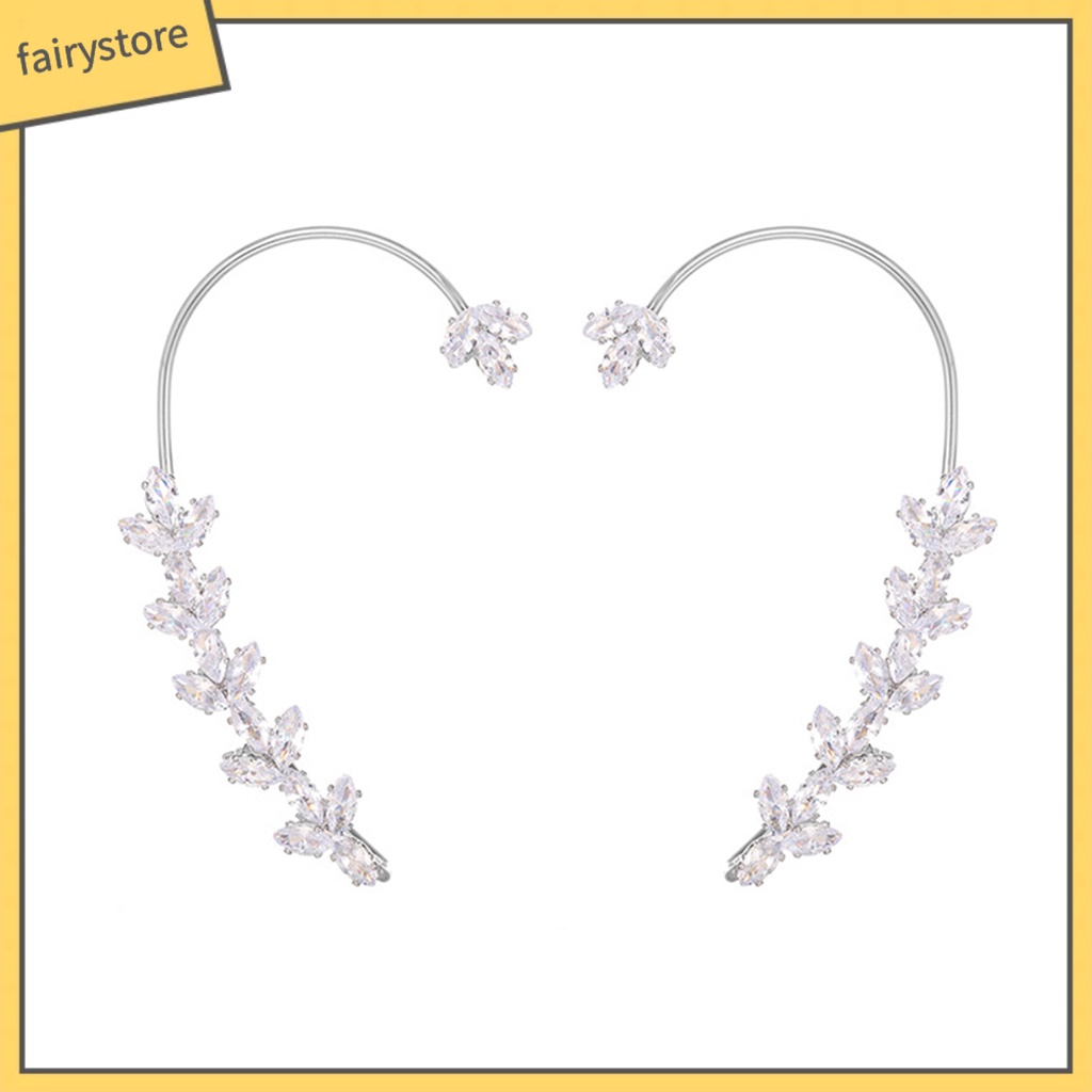 [FRO] 1 Bông Tai Kẹp Không Xỏ Lỗ Hình Học Đính Đá Lấp Lánh Sang Trọng Chống Phai Màu Trang Sức Đơn Giản