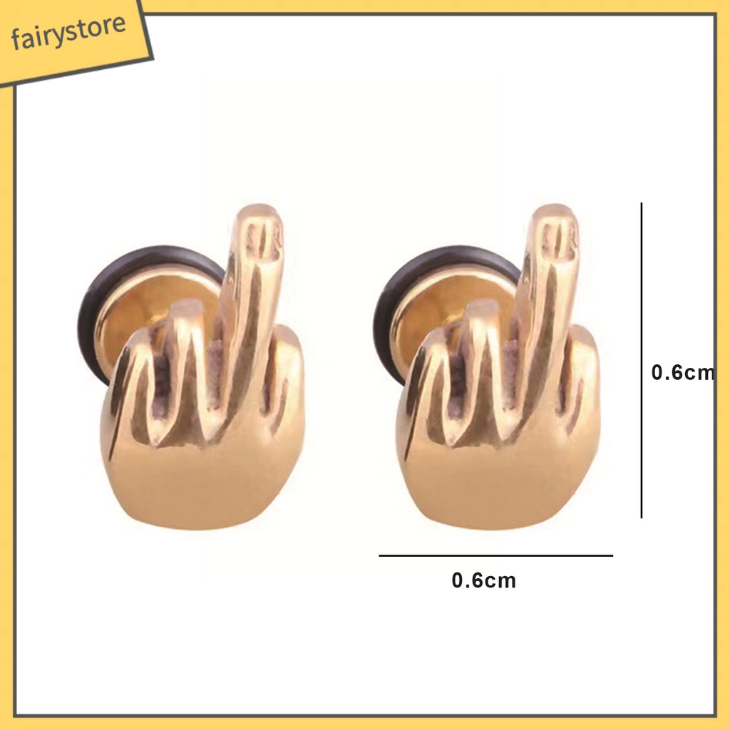 1 Đôi Khuyên Tai Hình Ngón Tay Giữa Bằng Thép Không Gỉ Không Gây Dị Ứng Phong Cách Punk Hiphop Thời Trang Cho Nam Và Nữ