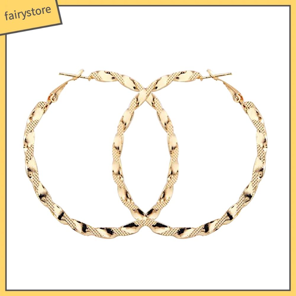 Khuyên Tai Vòng Tròn Lớn Xoắn Lớn Thời Trang Cho Nữ