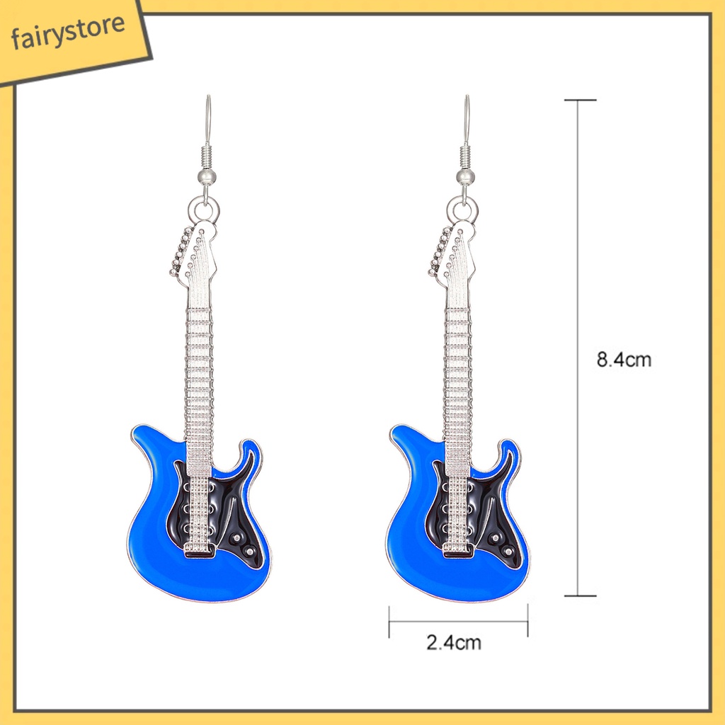 [FRO] 1 Đôi Bông Tai Thời Trang Bắt Sáng Tốt Hình Đàn Guitar Điện Bằng Hợp Kim Tinh Tế Sang Trọng Cho Nữ