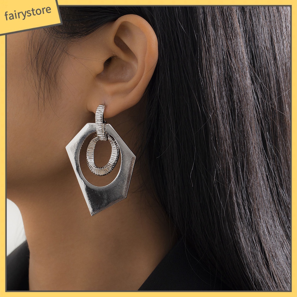 1 Đôi Bông Tai Hình Học Nhiều Màu Không Phai Thời Trang Dự Tiệc