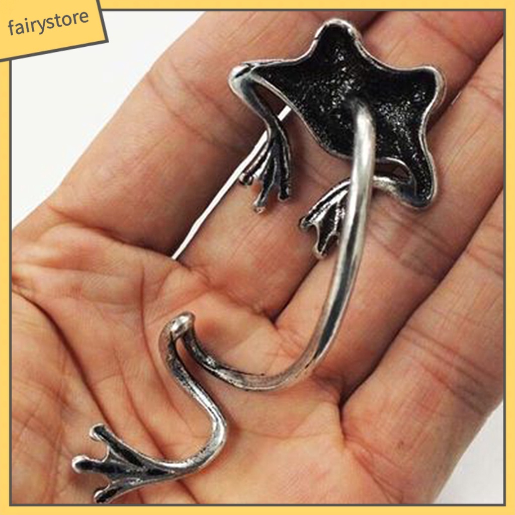 1 Khuyên Kẹp Vành Tai Hình Chú Ếch Màu Sắc Bạc Phong Cách Gothic Dành Cho Các Cuộc Họp