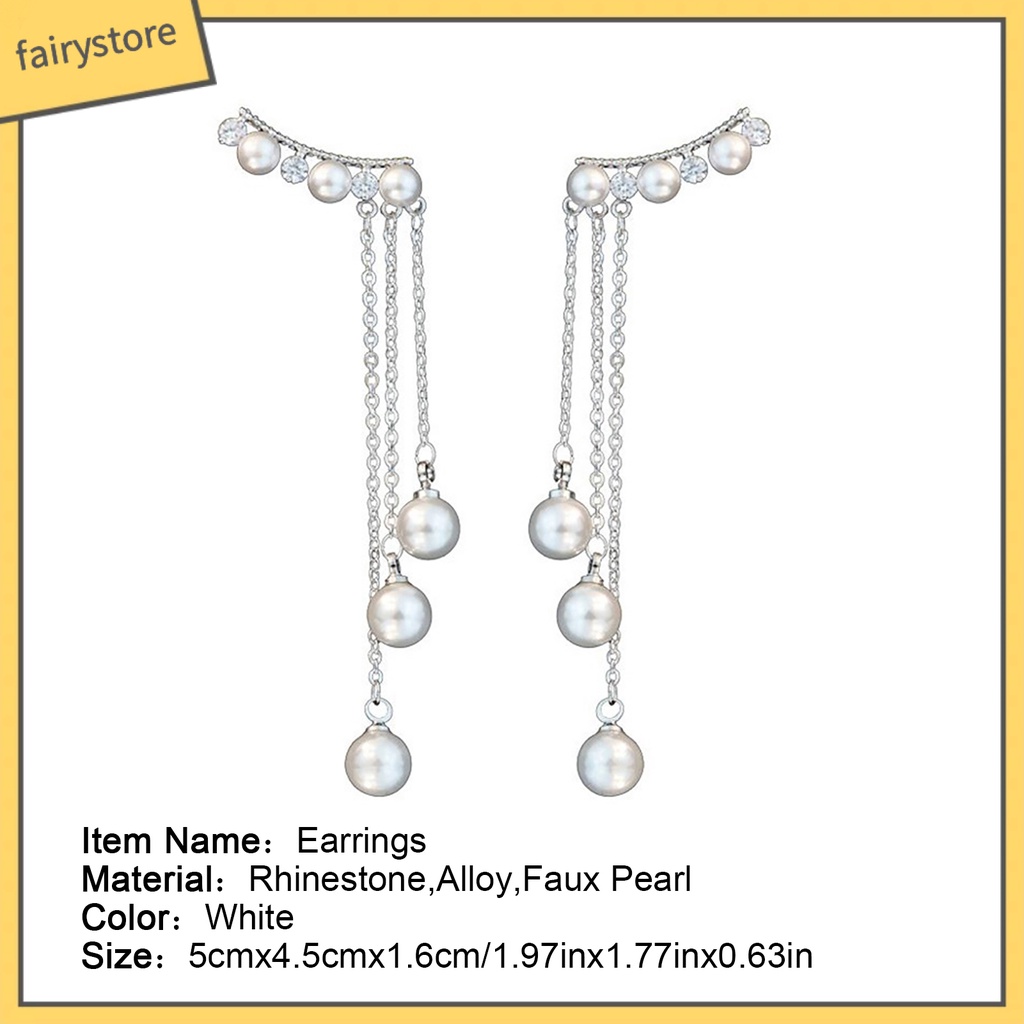 Bông Tai Dáng Dài Đính Ngọc Trai Nhân Tạo Phối Tua Rua Thân Thiện Với Môi Trường Thời Trang Cho Nữ