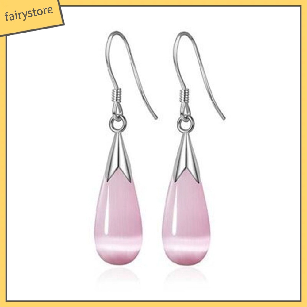 Bông Tai Hình Giọt Nước Đính Đá Opal Thời Trang Dành Cho Nữ