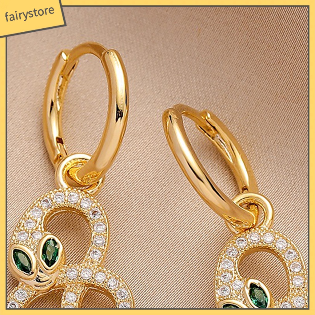 [FRO] 1 Đôi Bông Tai Hình Rắn Đính Đá Lấp Lánh Trang Sức Dự Tiệc