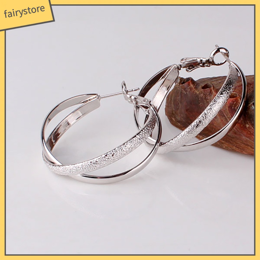 Khuyên Tai Tròn 2 Lớp Mạ Vàng Thời Trang Dành Cho Nữ