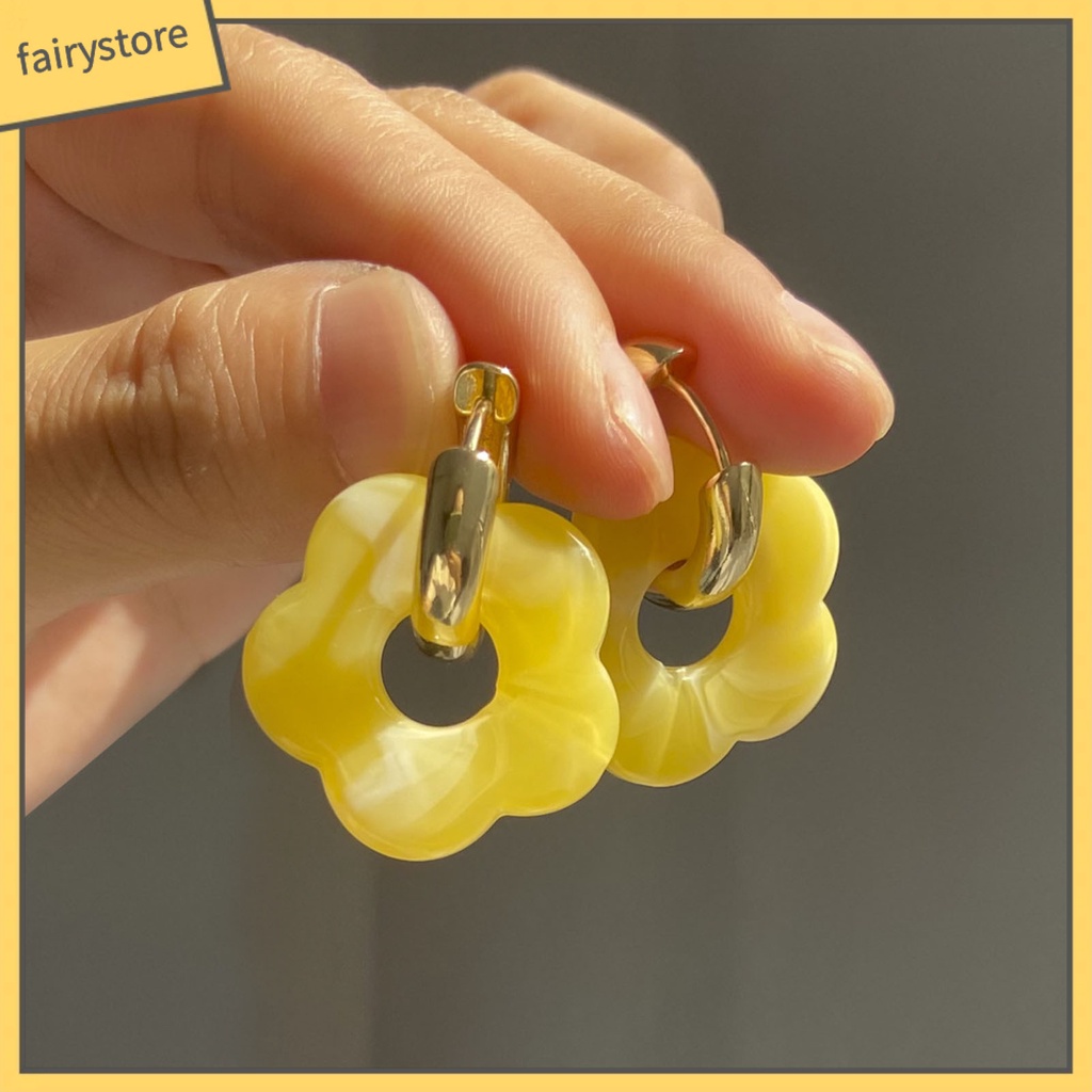 1 Đôi Bông Tai Hình Hoa Bằng Nhựa Resin Tinh Tế Dành Cho Nữ