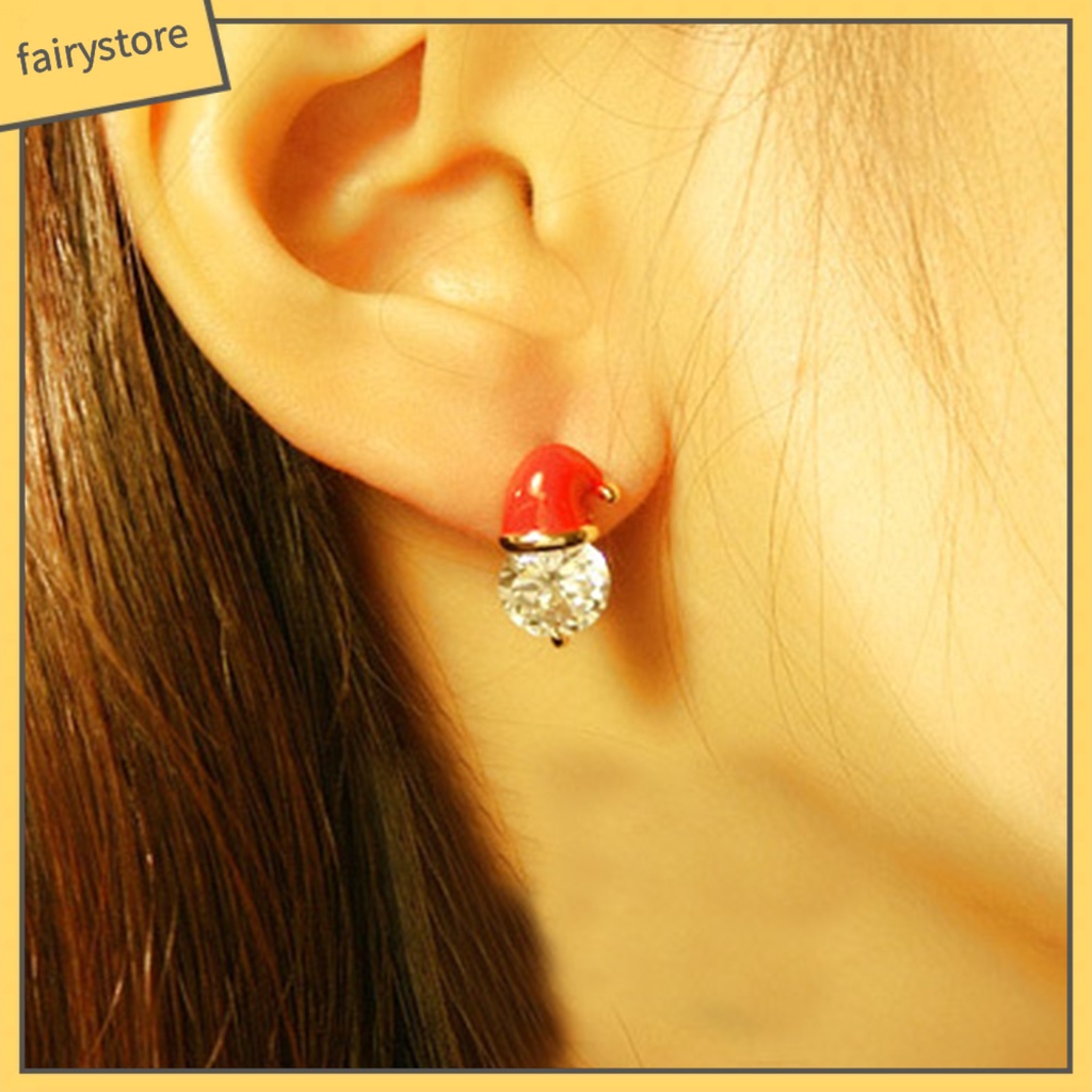 1 Đôi Bông Tai Hình Nón Giáng Sinh Đính Đá Thời Trang Dành Cho Nữ