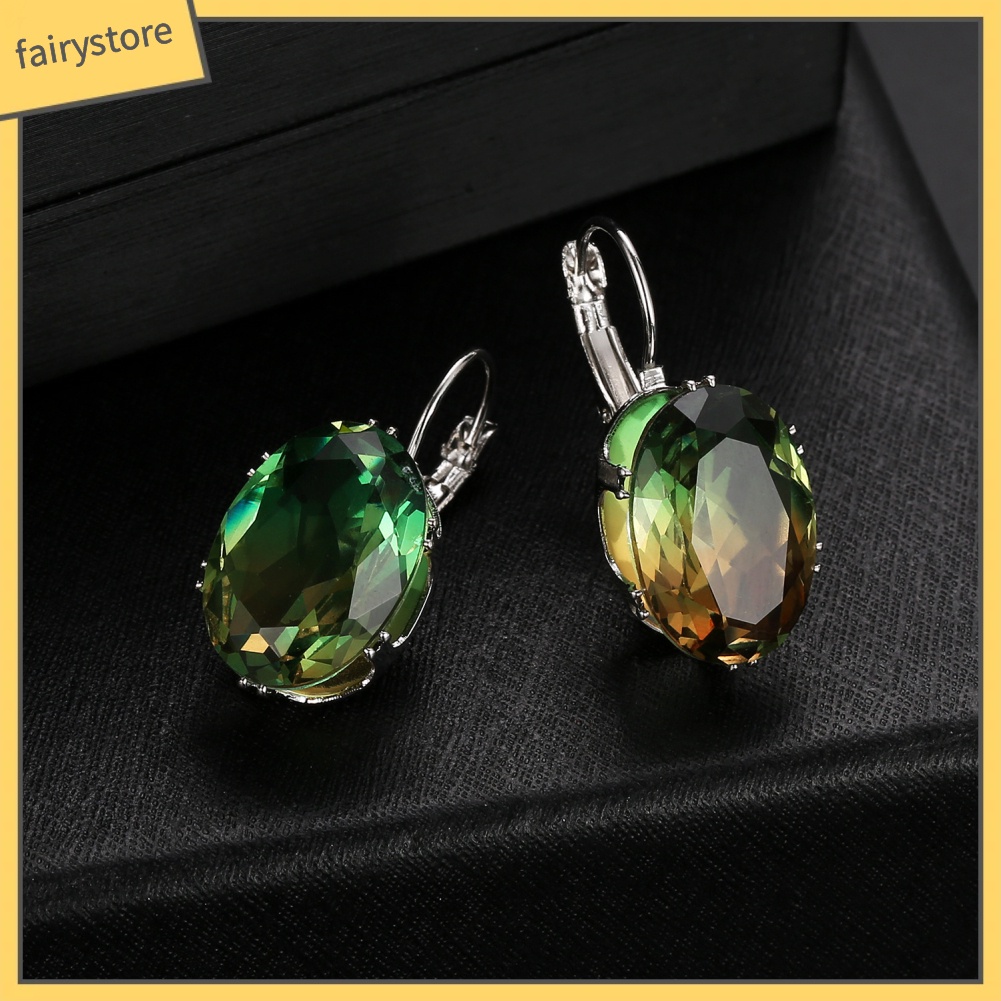 Bông Tai Hình Oval Đính Đá Zircon Thời Trang Dành Cho Nữ