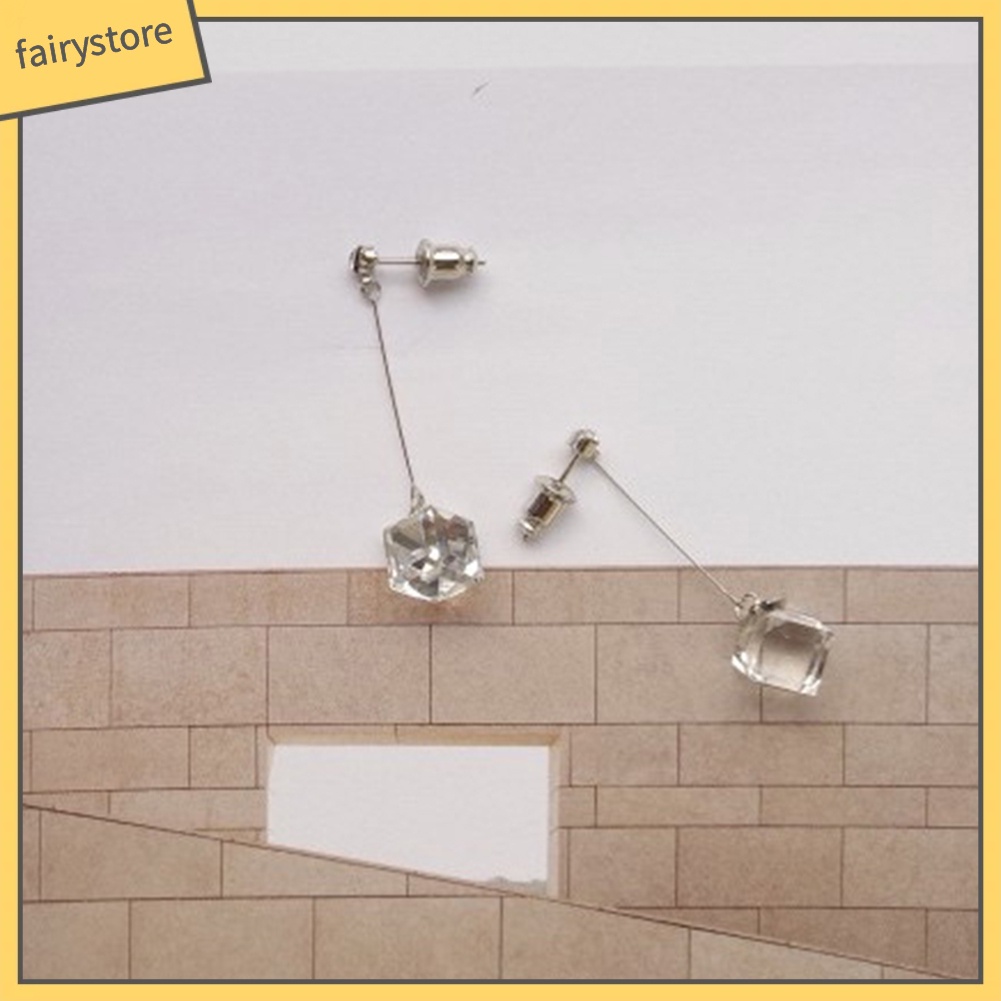 Bông Tai Hình Khối Trong Suốt Đính Đá Thời Trang Dành Cho Nữ