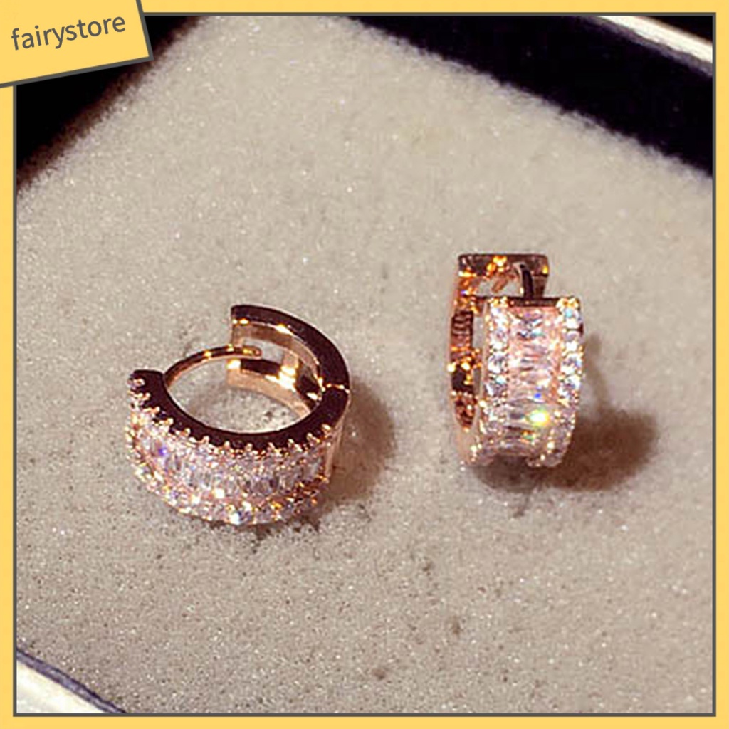 1 Đôi Khuyên Tai Tròn Đính Đá Sang Trọng