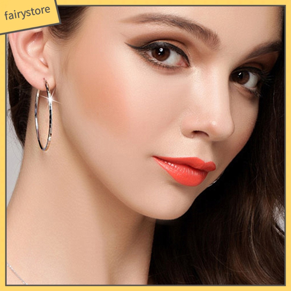 1 Đôi Bông Tai Hình Tròn Lớn Họa Tiết Hình Học Thời Trang Dành Cho Nữ