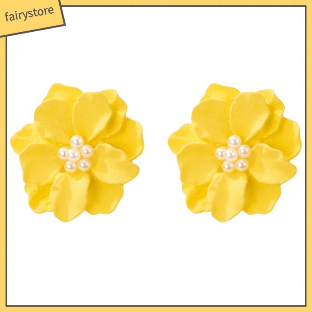 [FRO] 1 Đôi Bông Tai Đinh Tán Chống Dị Ứng Hình Hoa Đính Ngọc Trai Nhân Tạo Tinh Tế