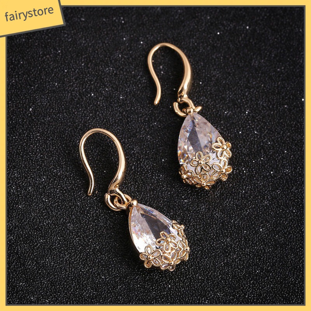 Bông Tai Hình Giọt Nước Đính Đá Zircon Thời Trang Dành Cho Nữ