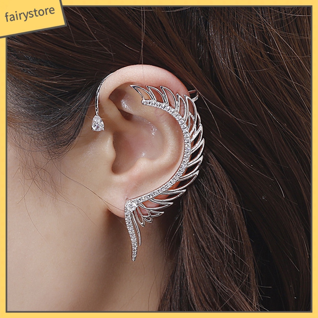 1 Đôi Bông Tai Hình Cánh Đính Đá Lấp Lánh Thời Trang Cho Nữ