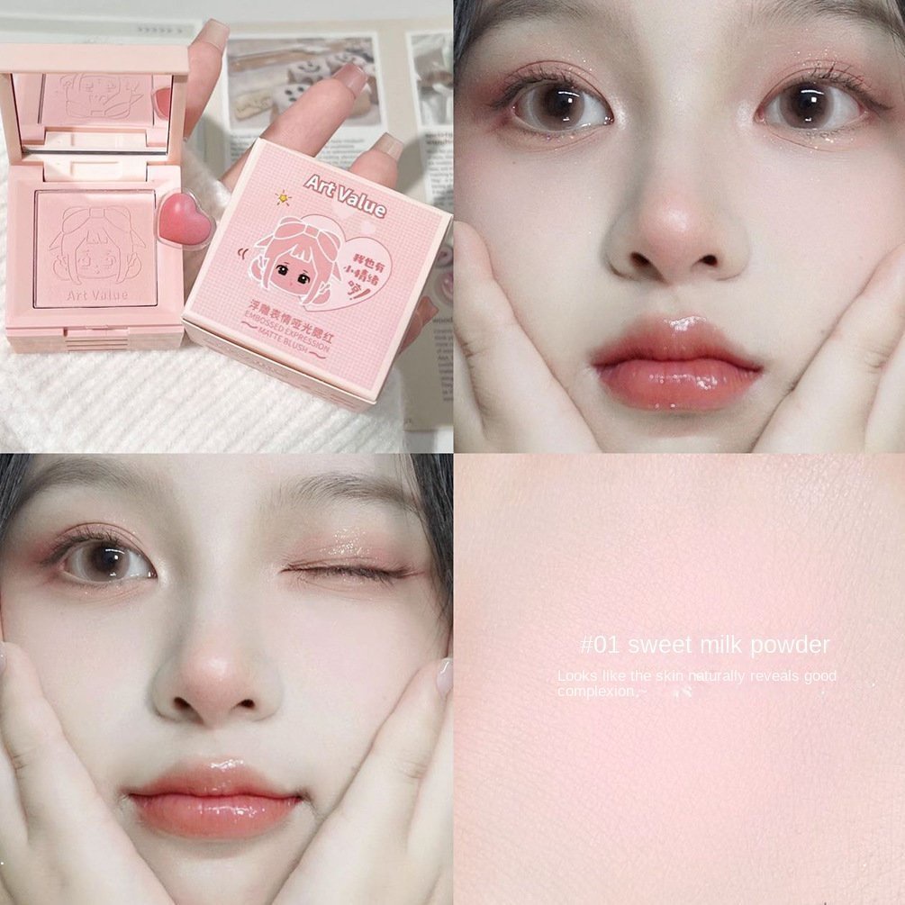 Phấn Má Hồng Tạo Khối Làm Sáng Da Chống Thấm Nước Lâu Trôi Bốn Màu Dễ Thương Cho Nữ