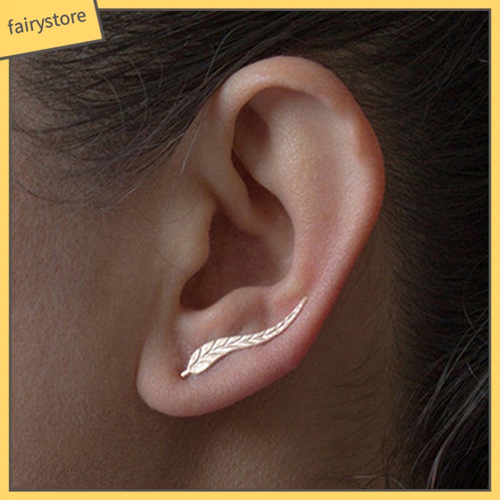 1 Đôi Bông Tai Hình Chiếc Lá Bằng Hợp Kim Thời Trang Dành Cho Nữ