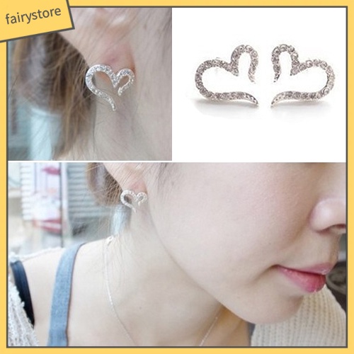 Khuyên Tai Hình Trái Tim Mở Đính Đá Pha Lê Thời Trang Cho Nữ