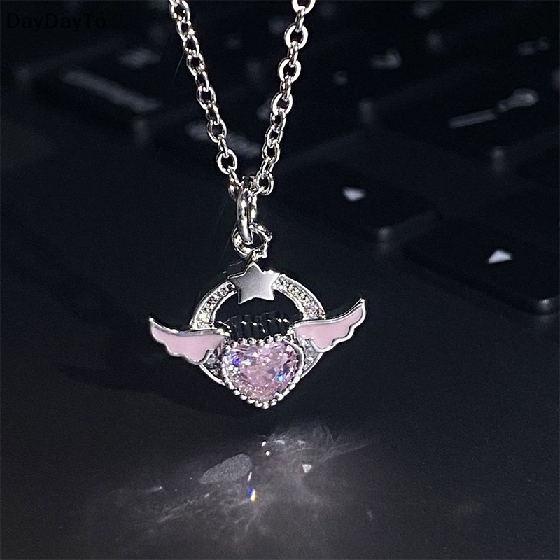 Vòng cổ Mạ Bạc Mặt Hình Cánh Thiên Thần Đính Đá Zircon Màu Sắc Thanh Lịch