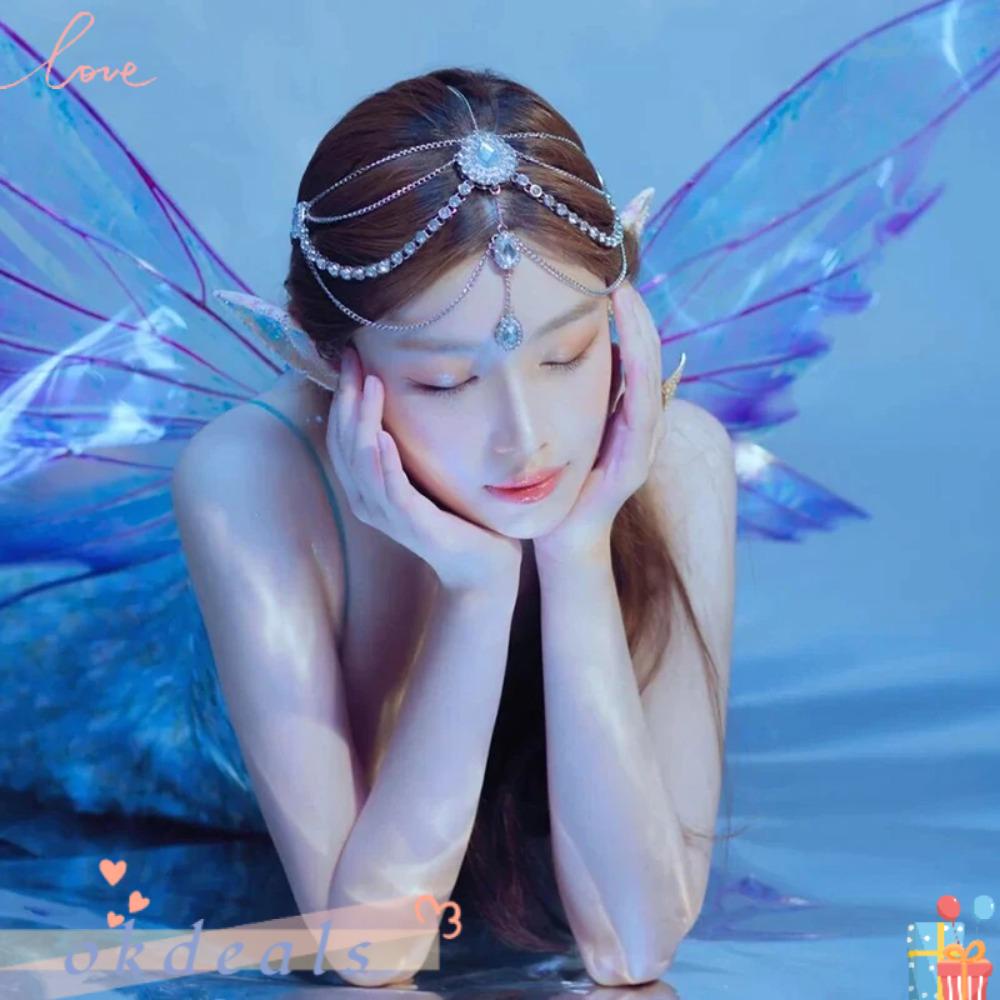 Băng Đô Cài Tóc Đính Đá Phối Tua Rua Phong Cách Cổ Điển