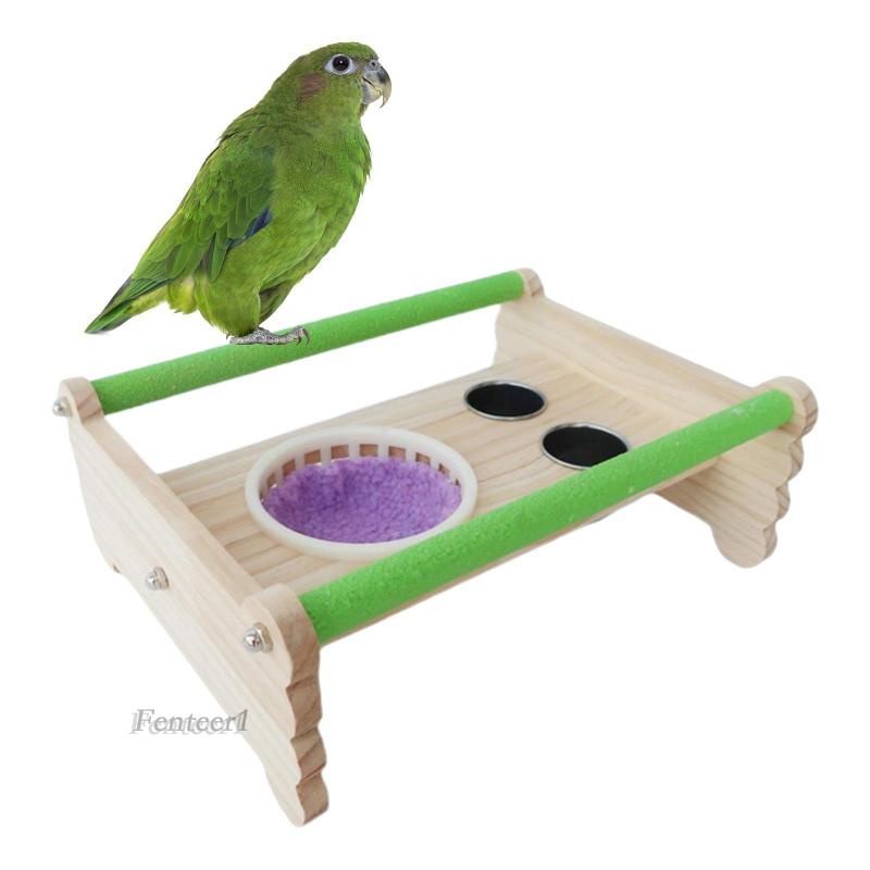 1 [Fenteer1] Giá Đỡ Đứng Đựng Thức Ăn Nước Uống Nhỏ Gọn Màu Hồng Dành Cho Chim Vẹt