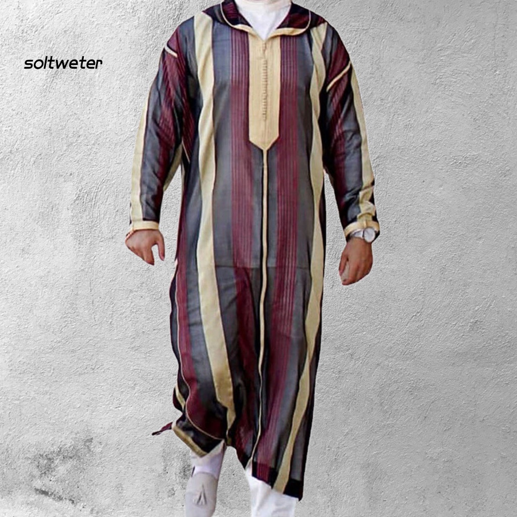 Áo Choàng Truyền Thống Tay Dài Có Mũ Trùm Siêu Nhẹ In Họa Tiết Kẻ Sọc Thiết Kế Cá Tính Cho