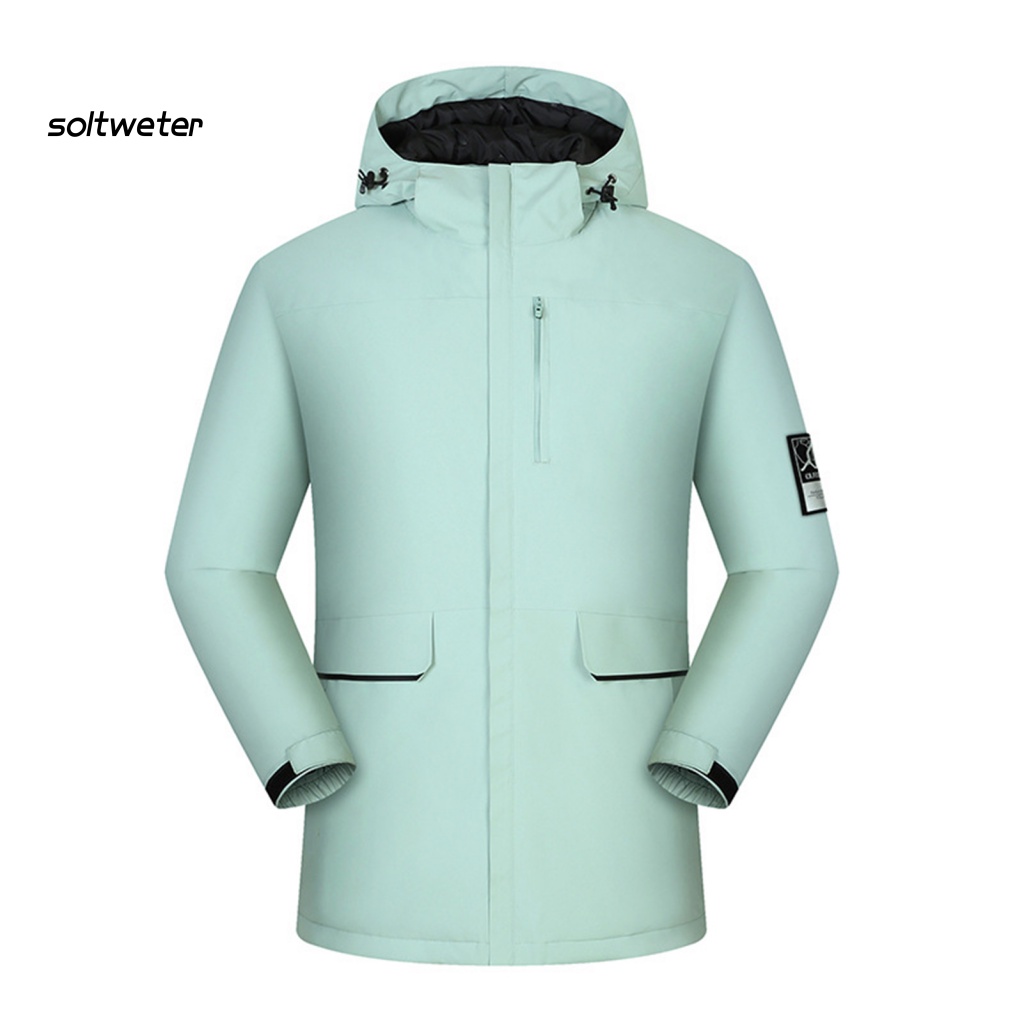 Áo Khoác Unisex Có Nón Bằng Vải Cotton Màu Trơn Chống Gió Chống Tia UV Có Khóa Kéo Dùng Khi Leo Núi Ngoài Trời