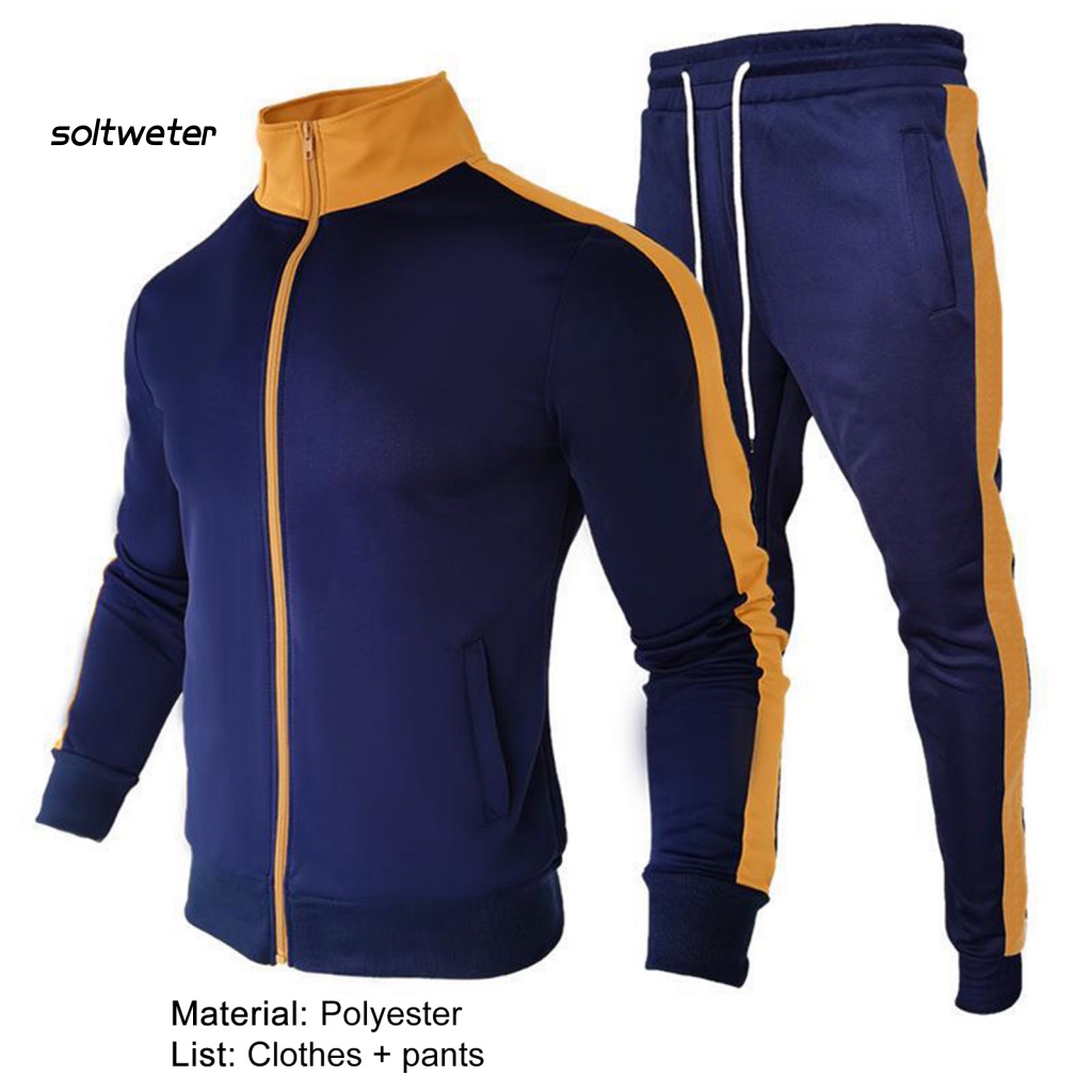 Set Đồ Thể Thao 2 Món Gồm Áo Nỉ Cổ Đứng Tay Dài Có Khóa Kéo Và Quần Dài Dây Rút Ấm Áp