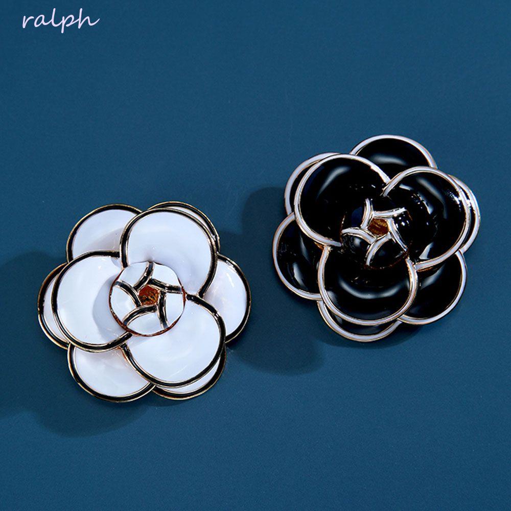 Trâm Cài Áo Hình Hoa Trà Màu Trắng Đen Phong Cách Retro Thanh Lịch