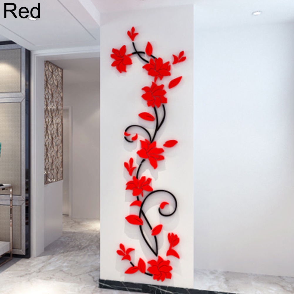 Miếng Dán Tường Trang Trí Hình Hoa Hồng 3D Lãng Mạn Bằng PVC Tháo Được