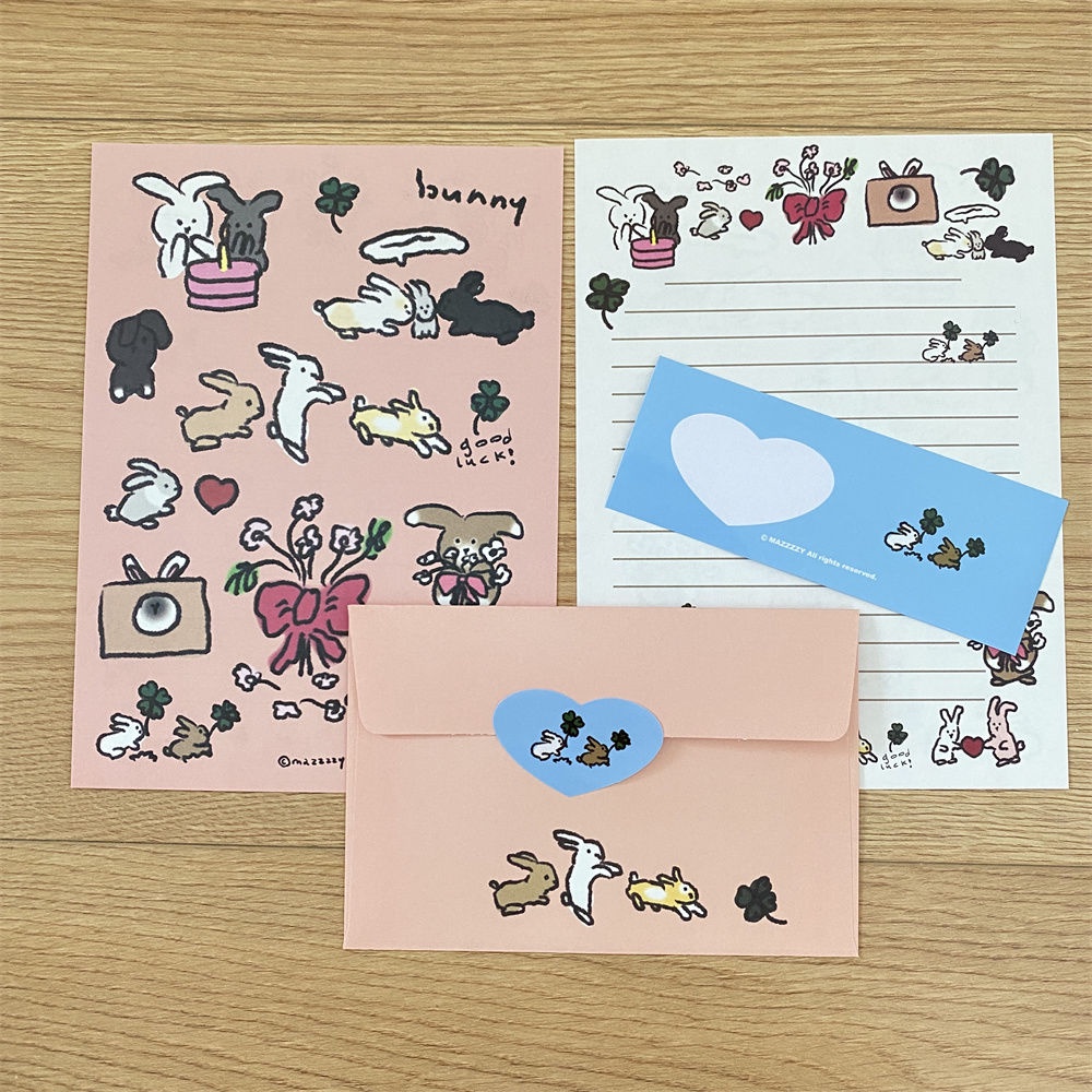 Bộ Nhãn Dán Hình Gấu / Thỏ Dễ Thương Lãng Mạn Dùng Trang Trí