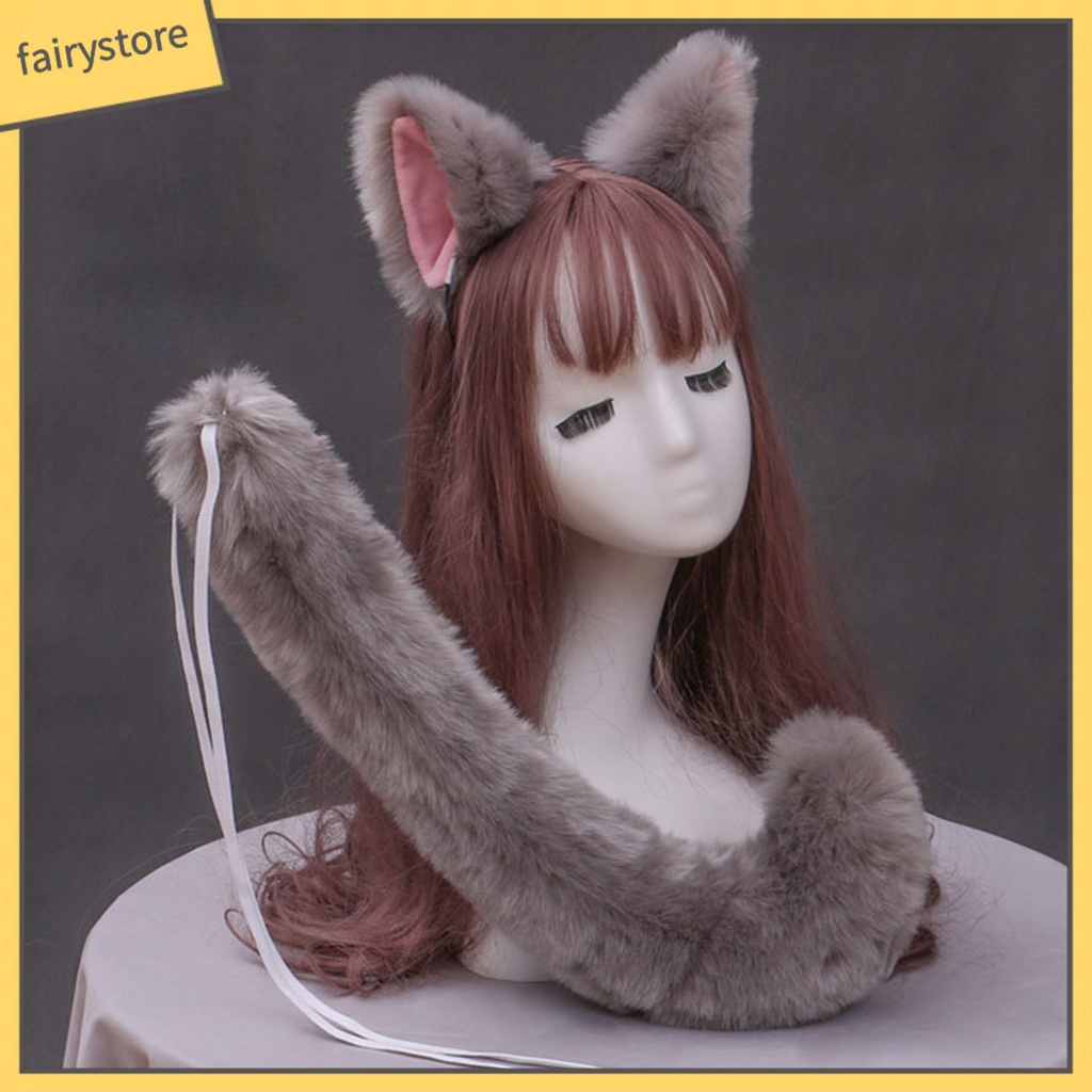 Set 2 Băng Đô Bông Màu Trơn Kèm Dây Đeo Tai Dùng Hóa Trang Lolita