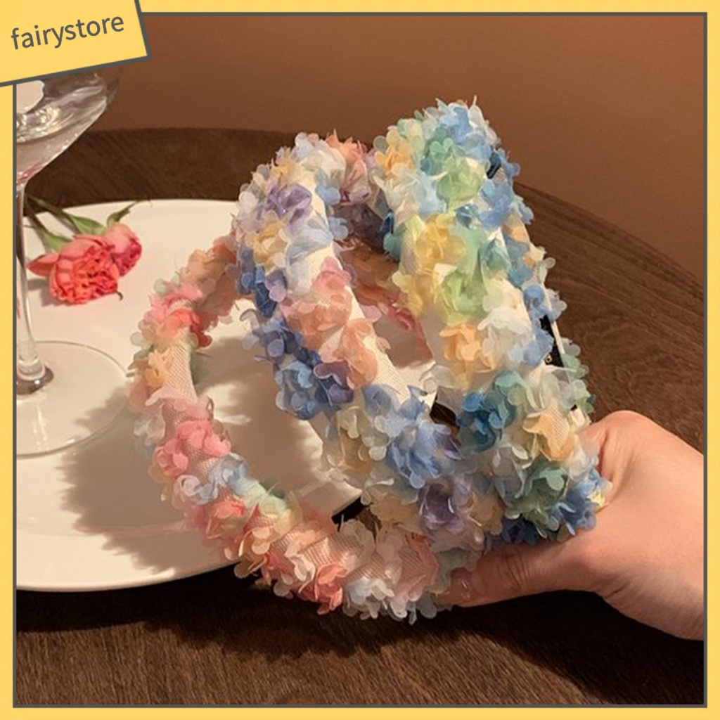 [FRO] Băng Đô Hoa Nhiều Màu Sắc Ngọt Ngào Viền Rộng Cho Nữ