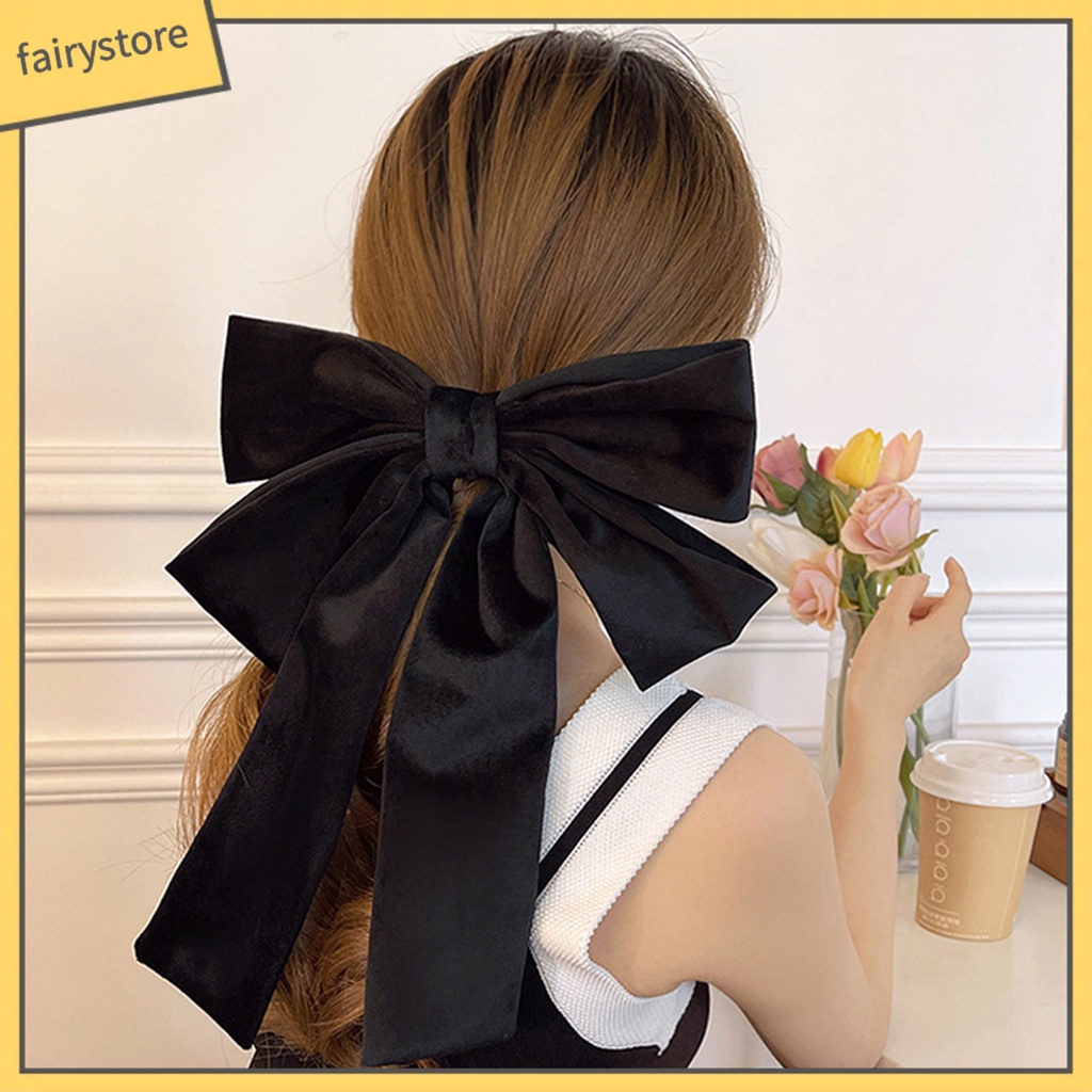 Kẹp Tóc Đính Nơ Vải Nhung Phối Tua Rua Chống Trượt Xinh Xắn Cho Bé Gái