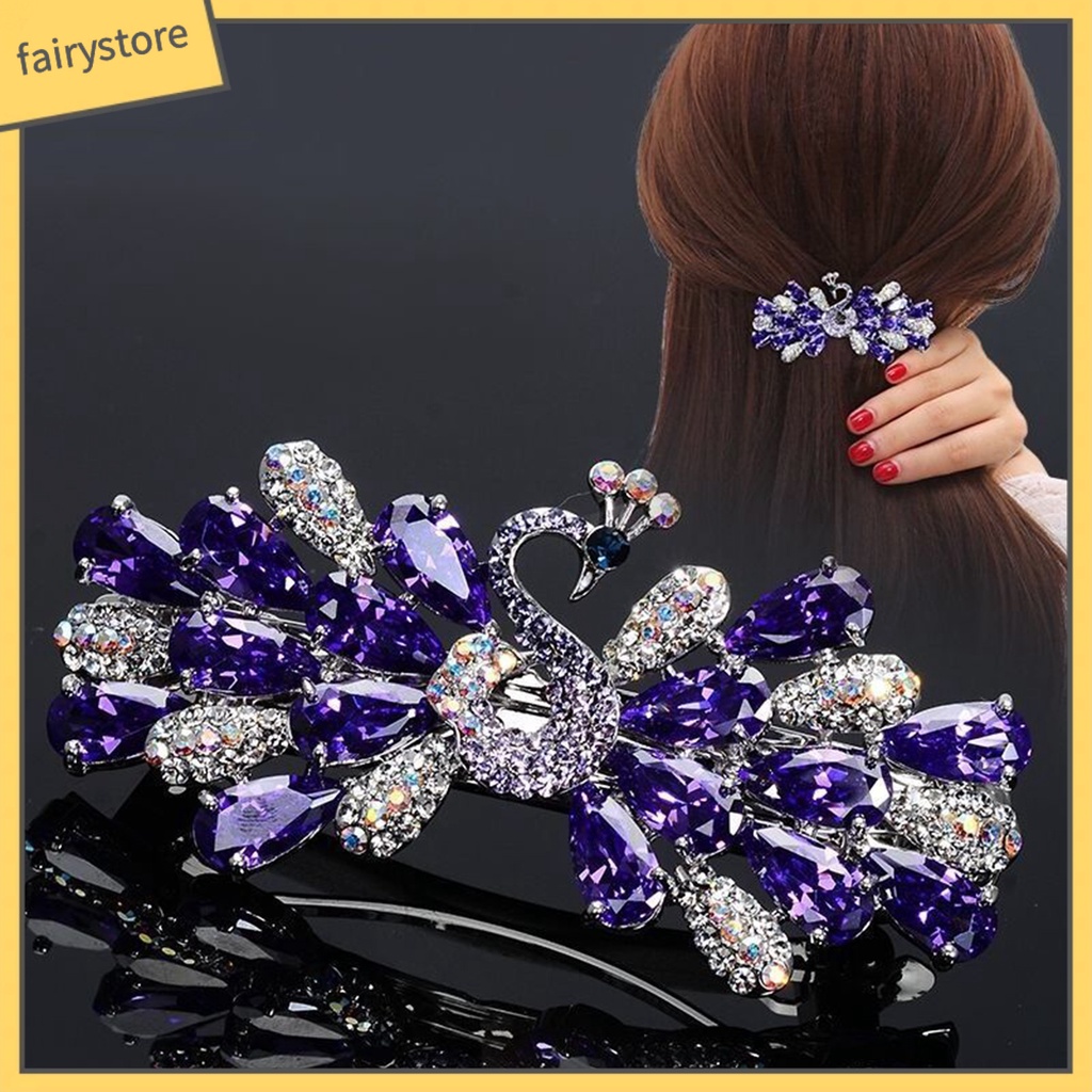 Kẹp Tóc Đính Pha Lê Giả Lấp Lánh Chống Trượt Tiện Dụng