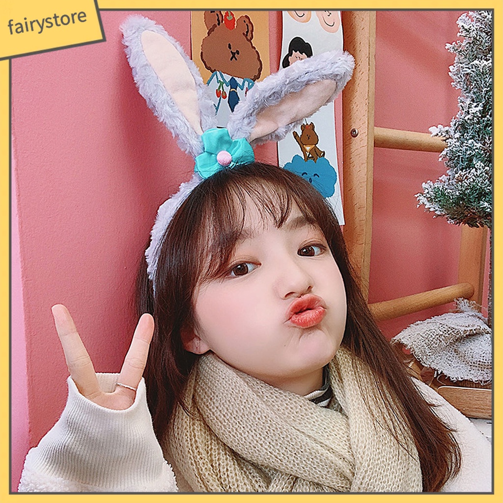 Băng Đô Tai Thỏ / Gấu / Hươu Cao Cổ Phủ Lông Xù Dễ Thương Dành Cho Nữ