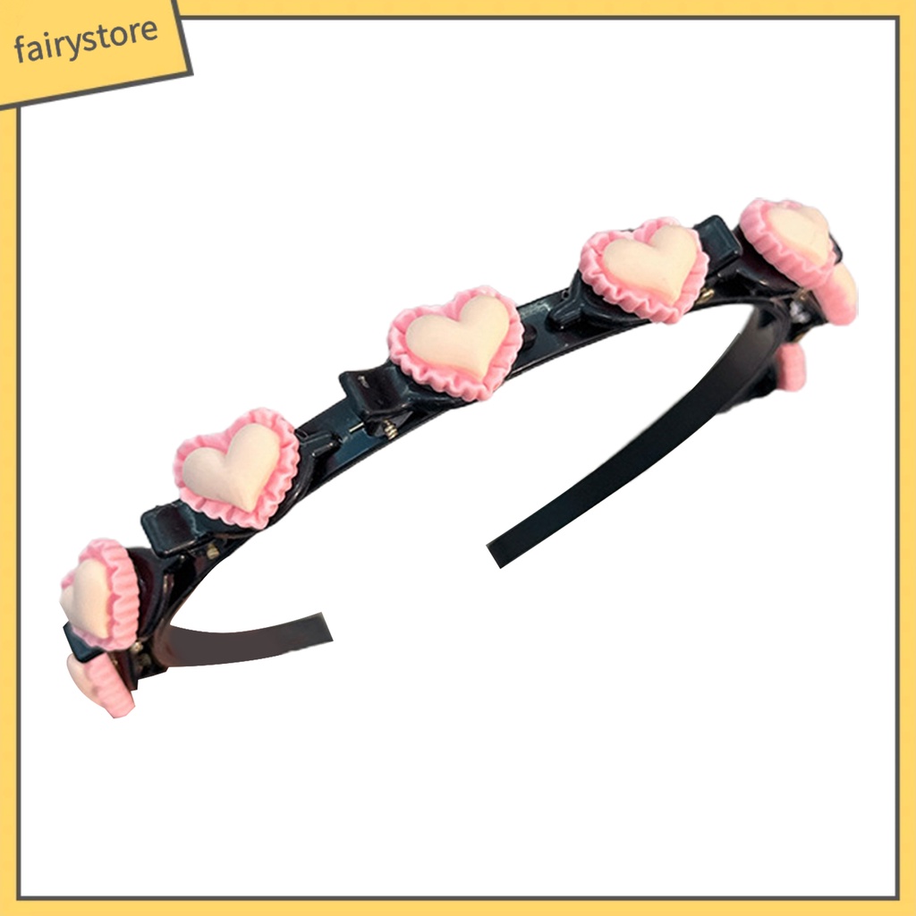 Băng đô cài tóc rửa mặt Co Giãn Chống Trượt Màu Sắc Tương Phản Trang Trí Trái Tim Cho Nữ