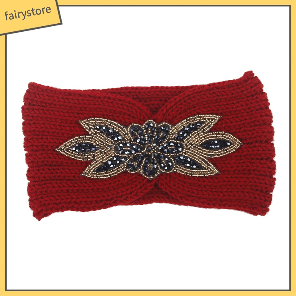 Băng Đô Dệt Kim Đính Đá Hình Hoa Thời Trang Thu Đông Cho Nữ