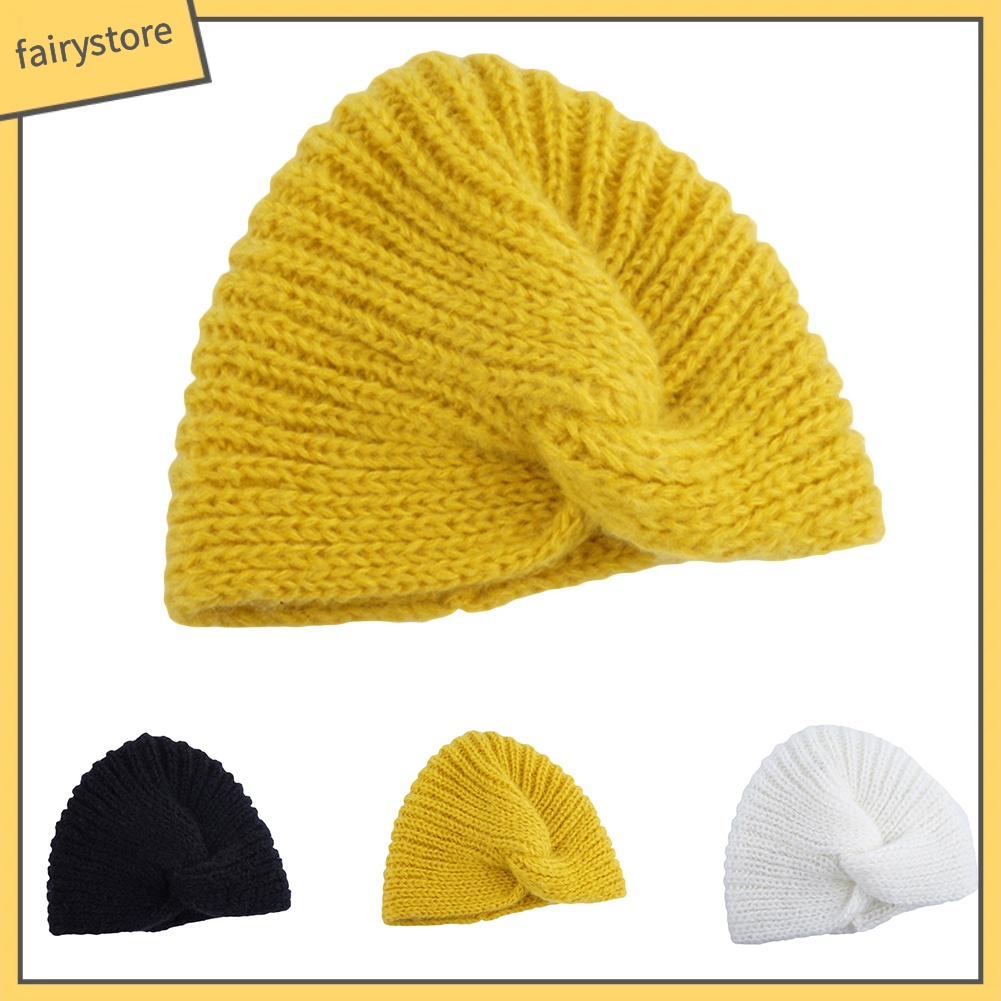 Mũ Turban Đan Len Màu Trơn Thời Trang Thu Đông Cho Nữ